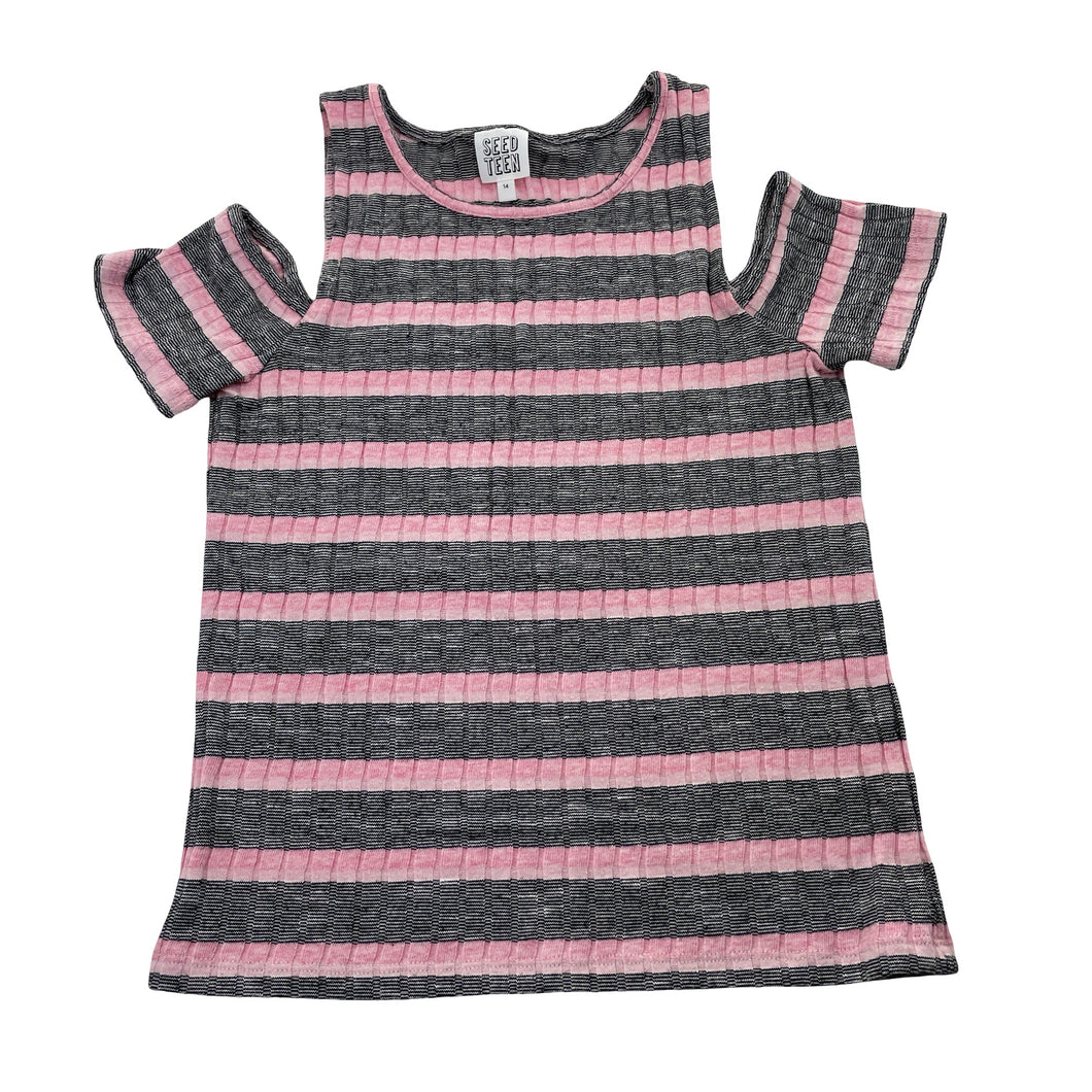 Girls Seed, stretchy ribbed open shoulder top, EUC, size 14,  