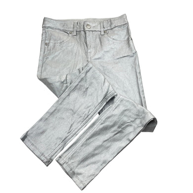 Girls Milkshake, stretchy metallic silver pants, adjustable, inside leg: 51.5cm, GUC, size 7,  