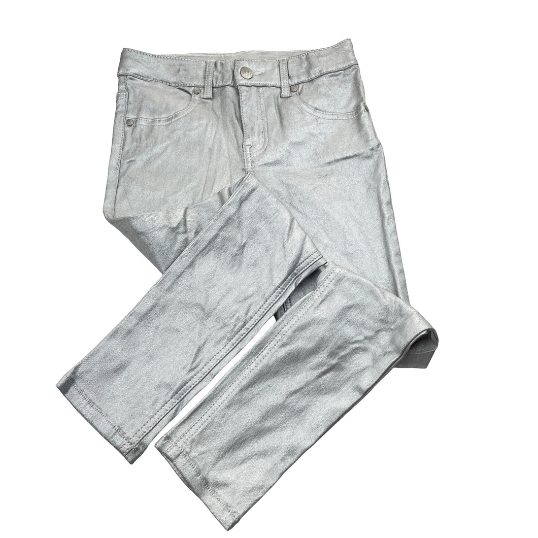 Girls Milkshake, stretchy metallic silver pants, adjustable, inside leg: 51.5cm, GUC, size 7,  