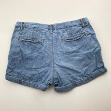 Load image into Gallery viewer, Girls H&amp;M, chambray cotton shorts, adjustable, GUC, size 9,  