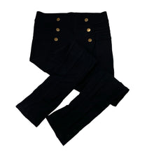 Load image into Gallery viewer, Girls black, stretchy pants, elasticated, (no label) inside leg: 60cm, waist: 31cm across unstretched, EUC, size 10,  