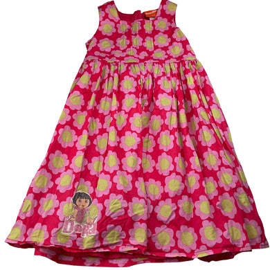Girls NICKELODEON, Dora the Explorer lined cotton dress, FUC, size 6, L: 68cm