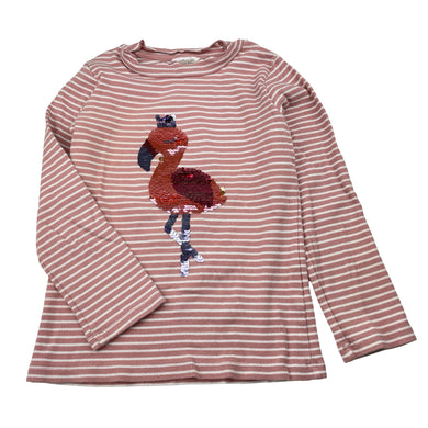 Girls Milkshake, ribbed long sleeve top, flip sequin flamingo, GUC, size 8,  