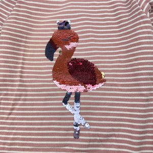 Girls Milkshake, ribbed long sleeve top, flip sequin flamingo, GUC, size 8,  