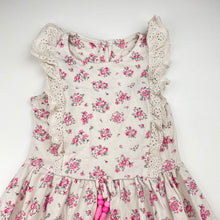 Load image into Gallery viewer, Girls Mothercare, broderie trim floral cotton dress, GUC, size 4, L: 51cm