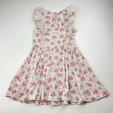Load image into Gallery viewer, Girls Mothercare, broderie trim floral cotton dress, GUC, size 4, L: 51cm
