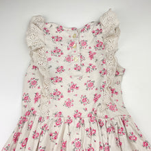 Load image into Gallery viewer, Girls Mothercare, broderie trim floral cotton dress, GUC, size 4, L: 51cm