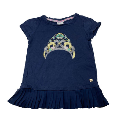 Girls Tutus & Tambourines, navy cotton top, sequin tiara, GUC, size 6,  