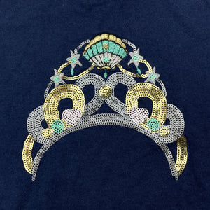 Girls Tutus & Tambourines, navy cotton top, sequin tiara, GUC, size 6,  