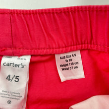 Load image into Gallery viewer, Girls Carter's, pink cotton shorts, elasticated, NEW, size 4-5,  
