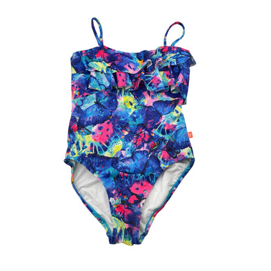 Girls Salty Ink, colourful swim one-piece, butterflies, EUC, size 8,  