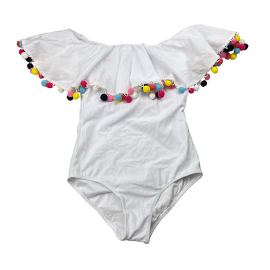Girls Stella Cove, pom-pom trim swim one-piece, EUC, size 8,  