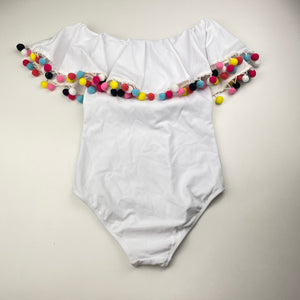 Girls Stella Cove, pom-pom trim swim one-piece, EUC, size 8,  