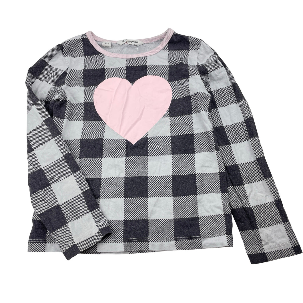 Girls Country Road, cotton long sleeve pyjama top (wash fade), FUC, size 4-5,  