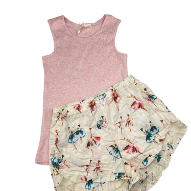 Girls Petite Papinelle, cotton pyjama singlet & shorts, ballerinas, EUC, size 8-10,  