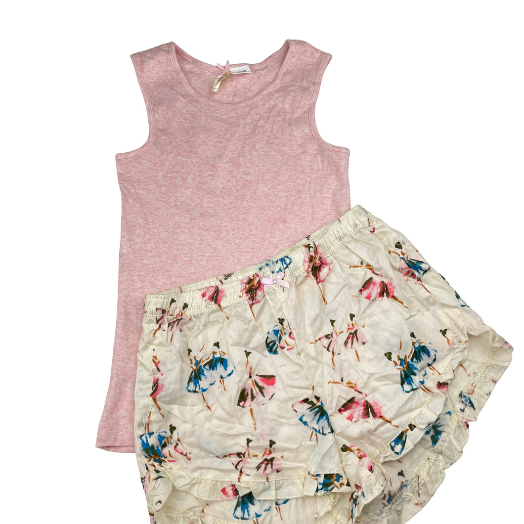 Girls Petite Papinelle, cotton pyjama singlet & shorts, ballerinas, EUC, size 8-10,  