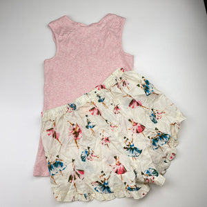 Girls Petite Papinelle, cotton pyjama singlet & shorts, ballerinas, EUC, size 8-10,  