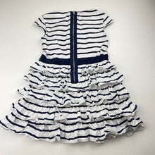Load image into Gallery viewer, Girls Kate Mack, navy &amp; white stripe party dress, GUC, size 5, L: 50cm