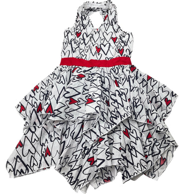 Girls Kate Mack, lightweight cotton halter-neck dress, EUC, size 5, L: 57cm