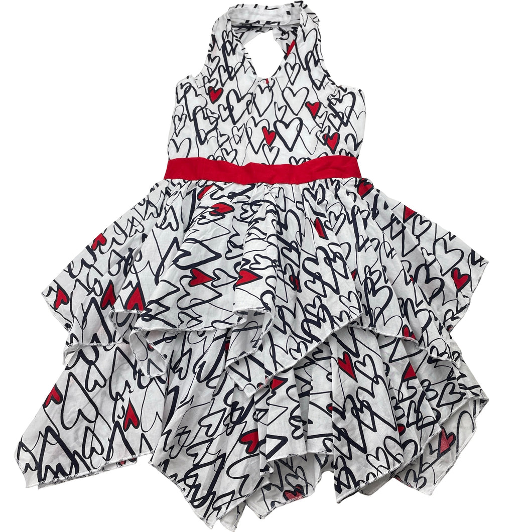 Girls Kate Mack, lightweight cotton halter-neck dress, EUC, size 5, L: 57cm