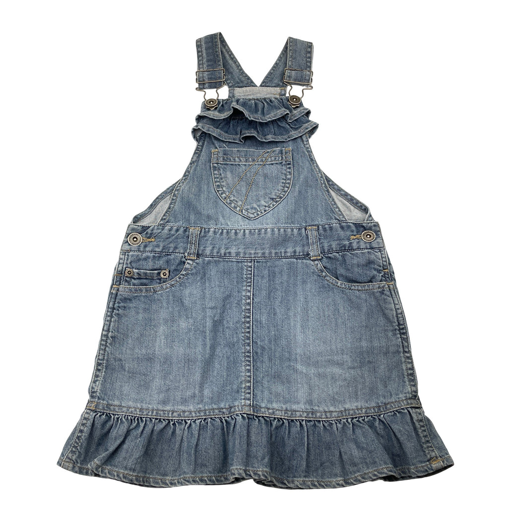 Girls FRED BARE, denim overalls dress / pinafore, GUC, size 5, L: 58cm