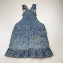 Load image into Gallery viewer, Girls FRED BARE, denim overalls dress / pinafore, GUC, size 5, L: 58cm