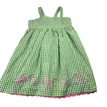 Load image into Gallery viewer, Girls Baron, lined, embroidered gingham dress, Princess, EUC, size 6, L: 58cm