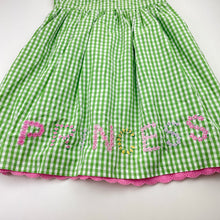 Load image into Gallery viewer, Girls Baron, lined, embroidered gingham dress, Princess, EUC, size 6, L: 58cm
