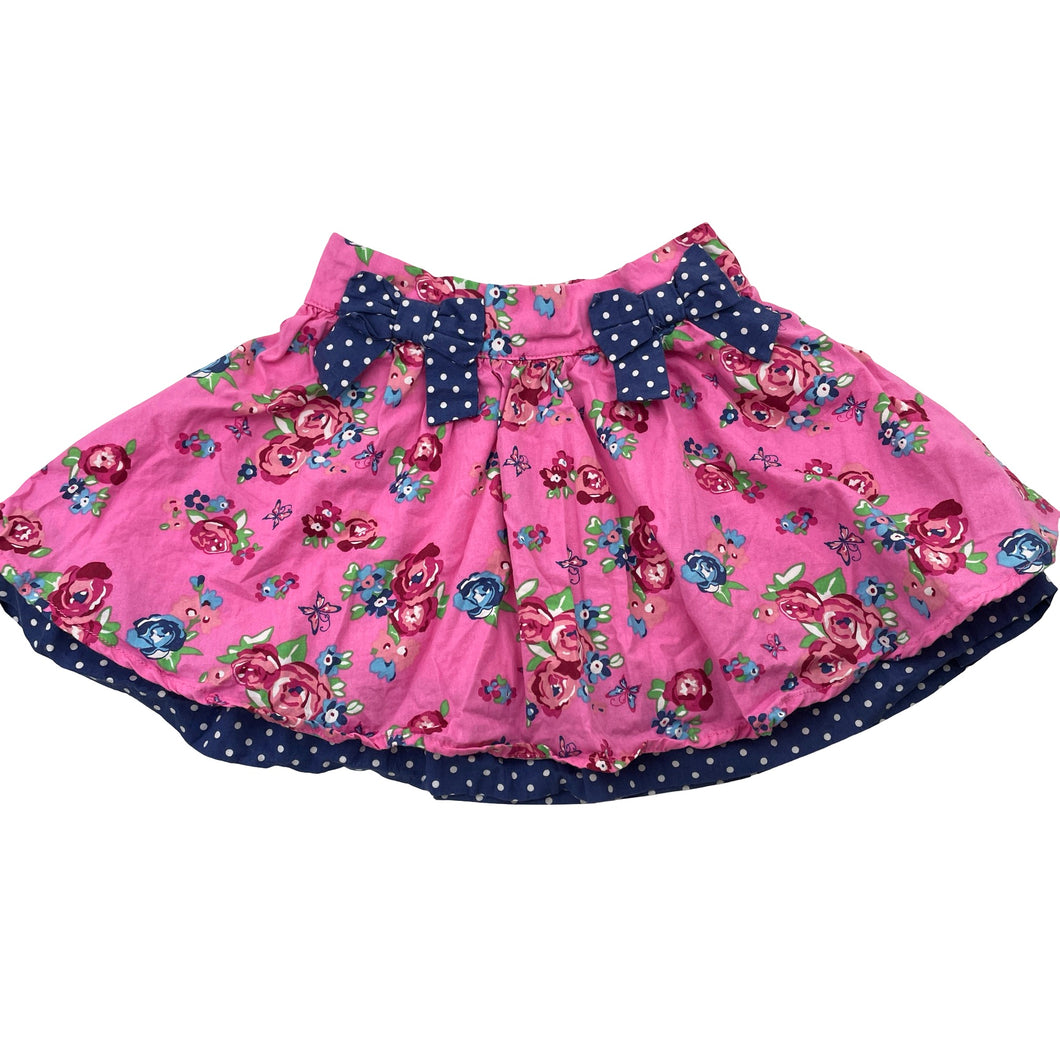 Girls Bonne, lined floral cotton skirt, elasticated, L:27cm, GUC, size 4,  