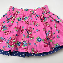 Load image into Gallery viewer, Girls Bonne, lined floral cotton skirt, elasticated, L:27cm, GUC, size 4,  
