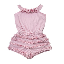 Load image into Gallery viewer, Girls Kate Mack, pink summer playsuit (loose stitches back neck), FUC, size 5,  