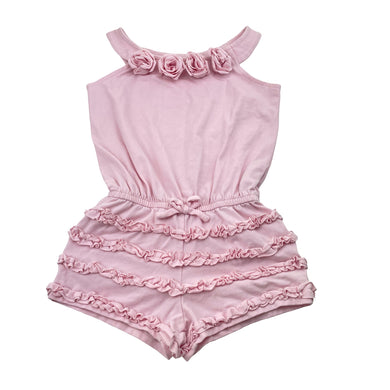 Girls Kate Mack, pink summer playsuit (loose stitches back neck), FUC, size 5,  