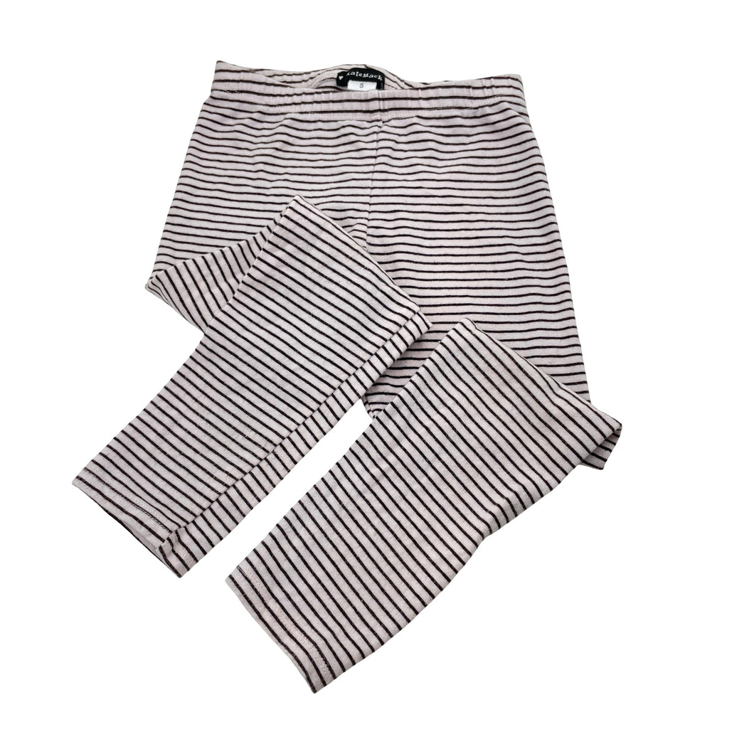 Girls Kate Mack, pink & black stripe leggings, elasticated, inside leg: 38.5cm, FUC, size 5,  