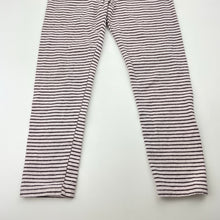 Load image into Gallery viewer, Girls Kate Mack, pink &amp; black stripe leggings, elasticated, inside leg: 38.5cm, FUC, size 5,  