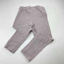 Load image into Gallery viewer, Girls Kate Mack, pink &amp; black stripe leggings, elasticated, inside leg: 38.5cm, FUC, size 5,  