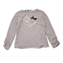 Load image into Gallery viewer, Girls Kate Mack, pink &amp; black stripe long sleeve top, heart, GUC, size 5,  