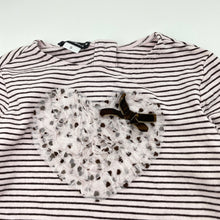 Load image into Gallery viewer, Girls Kate Mack, pink &amp; black stripe long sleeve top, heart, GUC, size 5,  