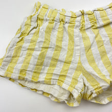 Load image into Gallery viewer, Girls Seed, yellow stripe cotton / linen shorts, elasticated, GUC, size 5-6,  