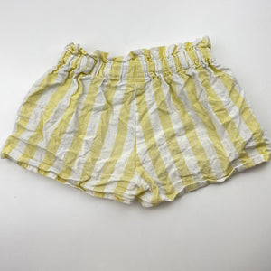 Girls Seed, yellow stripe cotton / linen shorts, elasticated, GUC, size 5-6,  