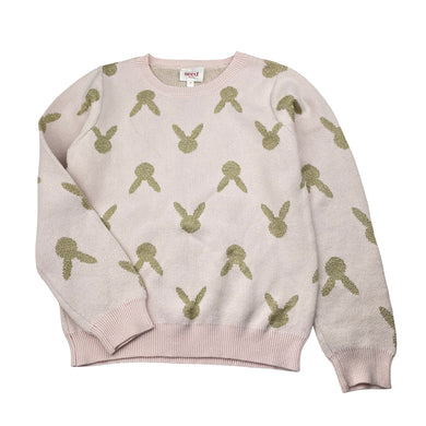 Girls Seed, pink cotton / metallic gold knit sweater / jumper, EUC, size 7,  