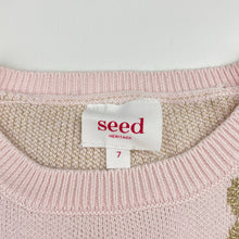 Load image into Gallery viewer, Girls Seed, pink cotton / metallic gold knit sweater / jumper, EUC, size 7,  
