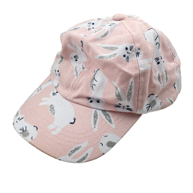 Girls Seed, pink cotton baseball cap, rabbits, EUC, size 6-8,  