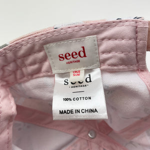 Girls Seed, pink cotton baseball cap, rabbits, EUC, size 6-8,  