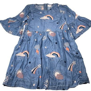 Girls Seed, embroidered lyocell dress, rainbows, GUC, size 8, L: 67cm