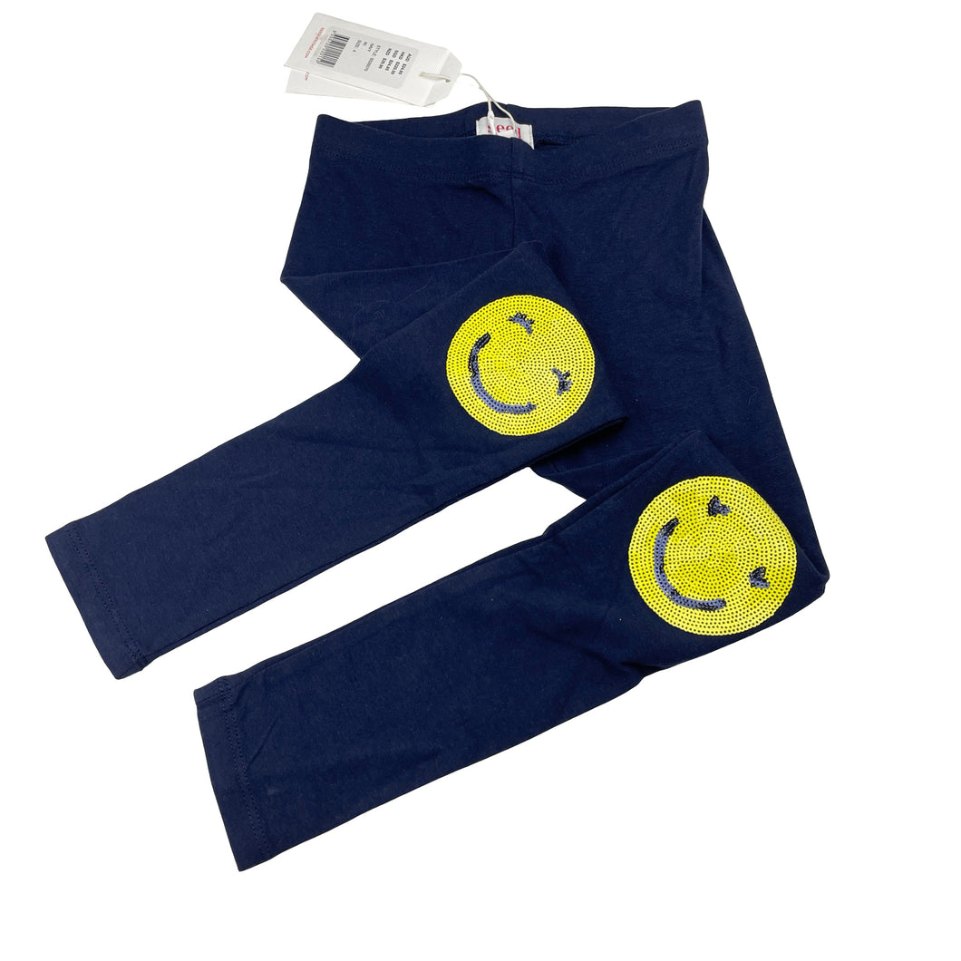 Girls Seed, navy leggings, sequin smiley faces, NEW, size 4,  