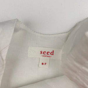 Girls Seed, lined lightweight cotton party dress, GUC, size 6-7, L: 62cm