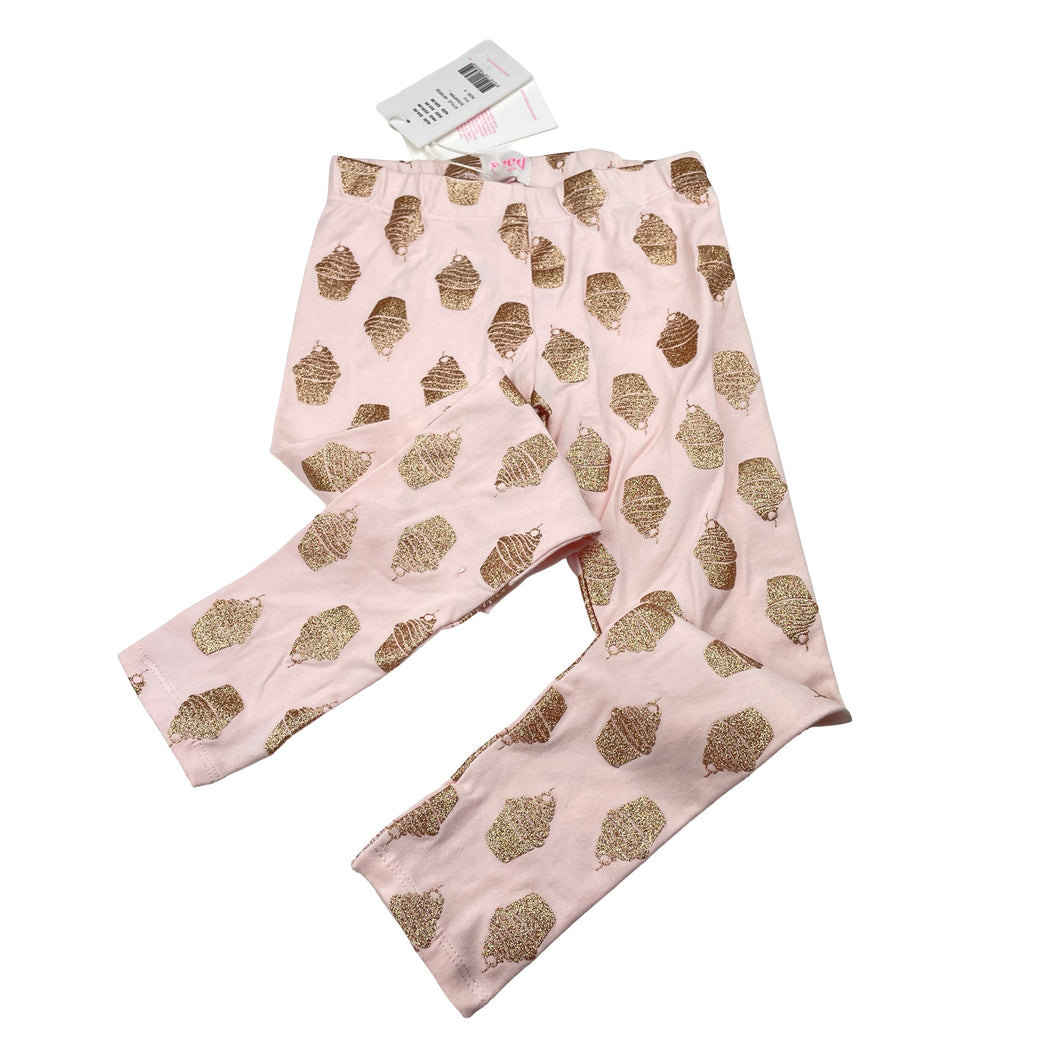 Girls Seed, pink leggings, gold glitter cupcakes, NEW, size 4,  