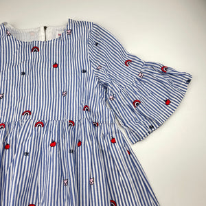 Girls Seed, lined, embroidered cotton dress, rainbows, EUC, size 7, L: 61cm