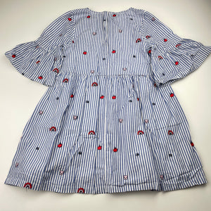 Girls Seed, lined, embroidered cotton dress, rainbows, EUC, size 7, L: 61cm