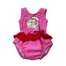 Load image into Gallery viewer, Girls Bright Bots, swim one-piece, built-in swim nappy, EUC, size 000,  